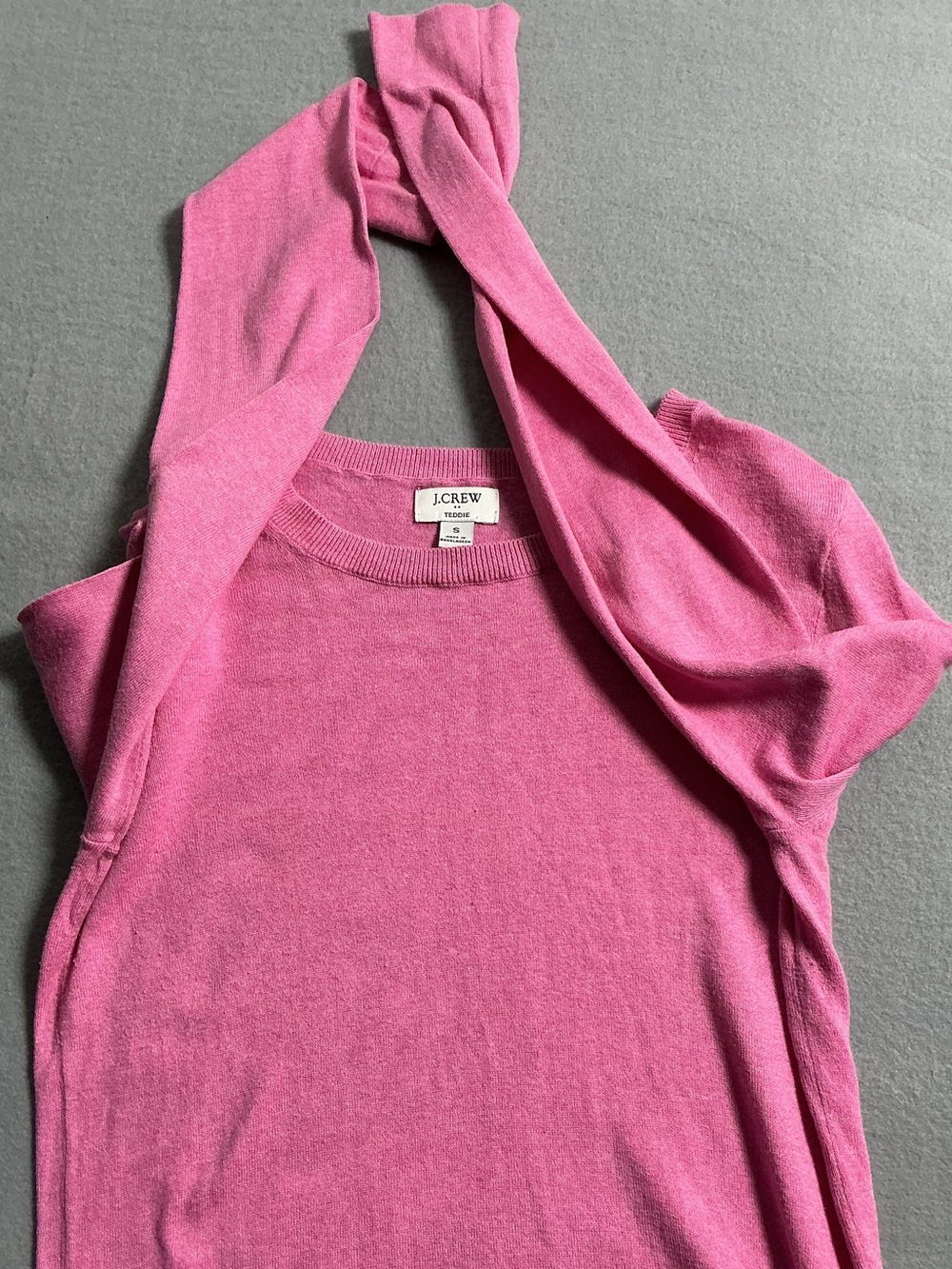 J.Crew Teddie Light Pink 100% Cotton Crewneck Sweater Women’s Small - Picture 5 of 9